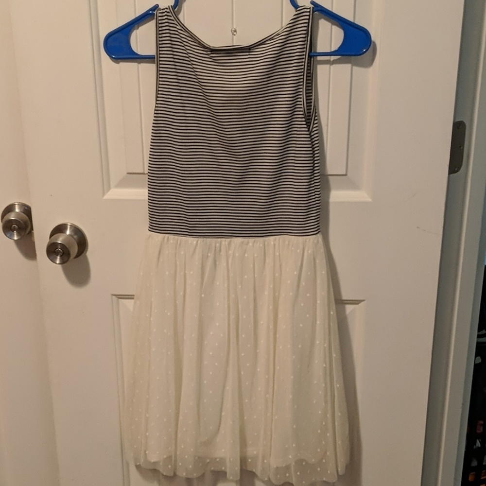 Cream and black and white striped dress - Picture 2 of 2